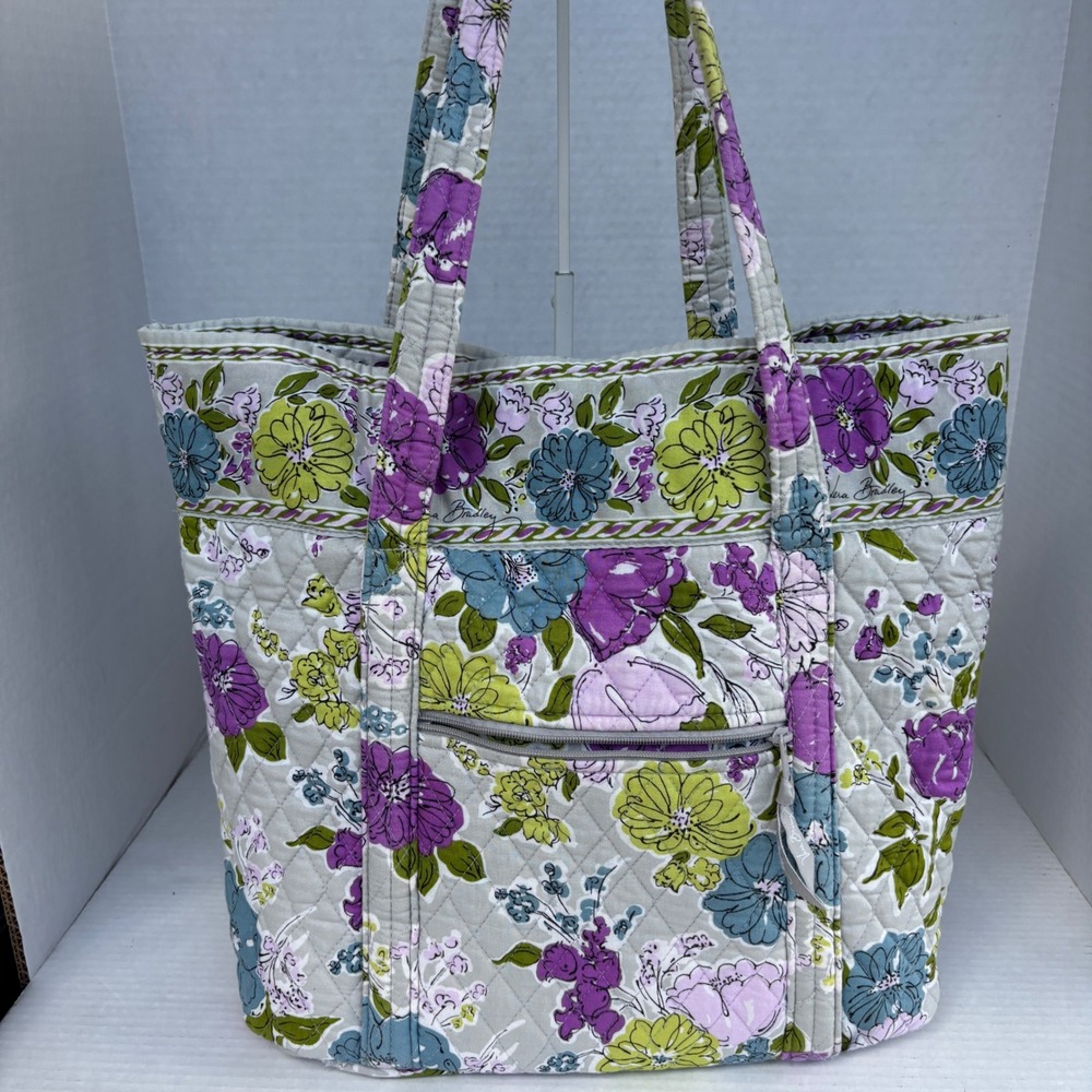 Vera Bradley Watercolor Retires Quilted Cotton Floral Tote Bag Shoulder Bag - Picture 9 of 11